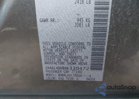 2024 Nissan Altima Sv Fwd z USA, uszkodzony, nr VIN 1N4BL4DV8RN330472